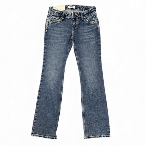 Wrangler Retro Sadie Bootcut Jeans Sz 25 32L Low Rise Blue Denim Embroidered New - Picture 1 of 11